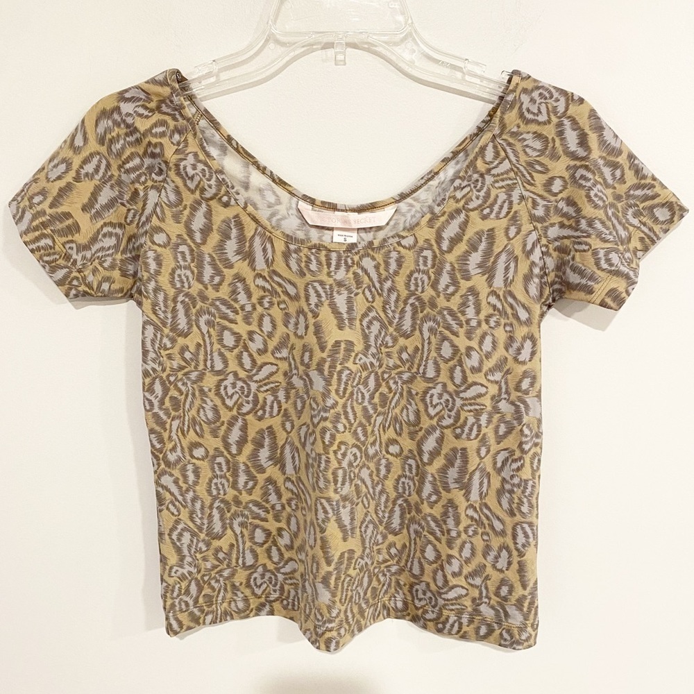 Victoria’s Secret | Leopard Print Crop Top Short Sleeve Spandex Size Small